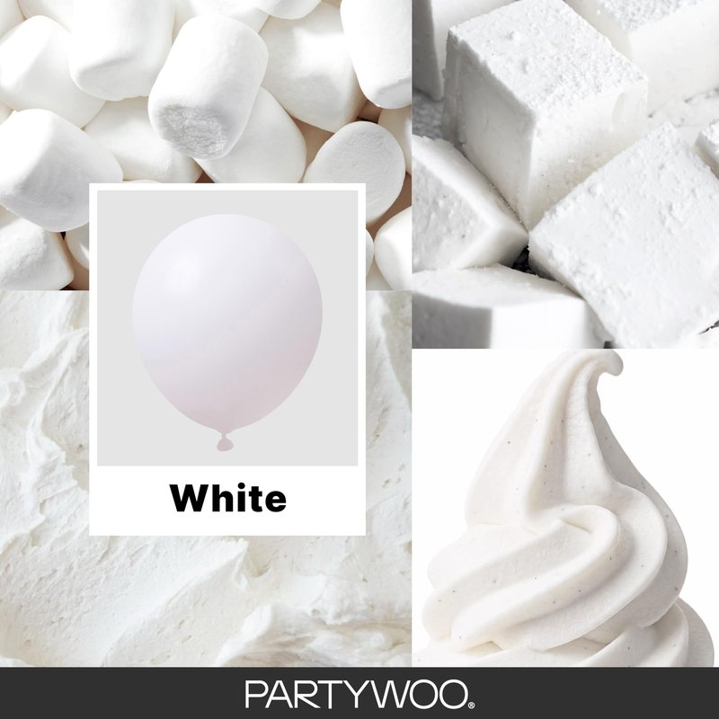PartyWoo White Balloons 100pcs Different Sizes Pack of 18 12 10 5 Inch Matte White Latex Balloon Arch Kit Garland for Wedding Bridal Graduation Baby Shower Birthday Party Decorations White-Y13