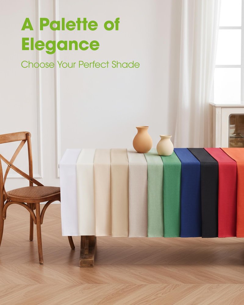 Pureegg Rectangle Linen Tablecloth Waterproof & Stain Resistant, Wrinkle-Free Table Cloth Adds Elegance and Protection, Ideal for Dining, Party, Wedding and Outdoor, 52 x 70 Inch, Black