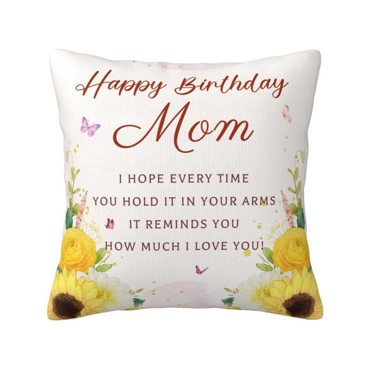 Birthday Gifts for Mom, Mom Birthday Gifts from Daughter Son, Mother Birthday Gifts, Best Gifts for Mom Birthday, Happy Birthday Mom Gifts, Mother Gifts for Birthday Throw Pillow Covers 18x18 Inches