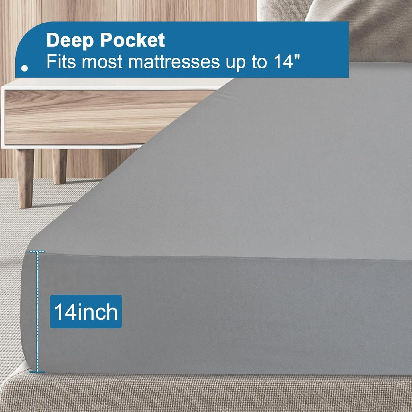 Skiennix Twin Mattress Protector - Waterproof & Breathable Pad Cover for Kids' Beds | Gray, Fits Up to 14" Deep