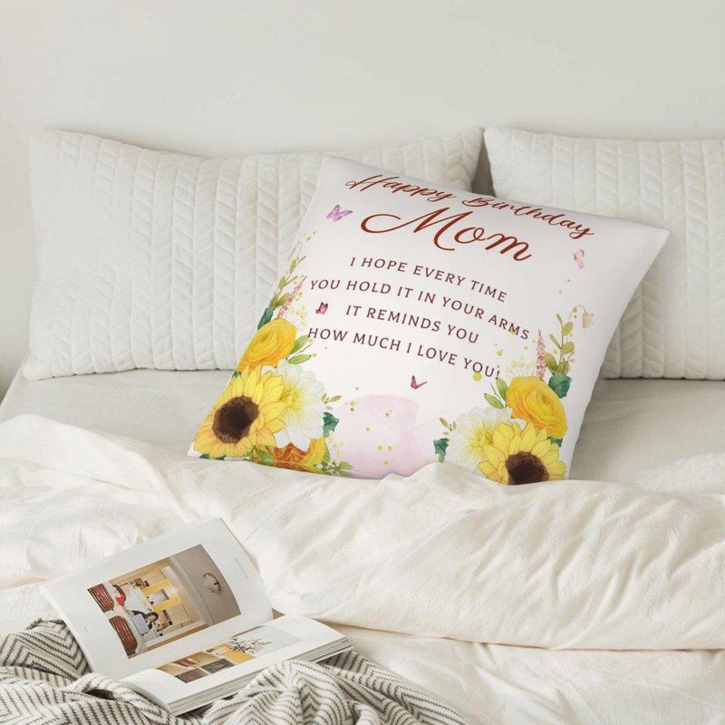 Birthday Gifts for Mom, Mom Birthday Gifts from Daughter Son, Mother Birthday Gifts, Best Gifts for Mom Birthday, Happy Birthday Mom Gifts, Mother Gifts for Birthday Throw Pillow Covers 18x18 Inches