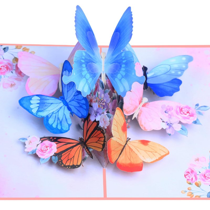 ROBBEAR Pop Up Card, Butterfly and Flower 3D Greeting Card with Envelope for Any Occasion, Birthday, Mother's Day, Anniversary, Valentines Day, Handmade Gifts, Foldable Celebration Cards for Friends