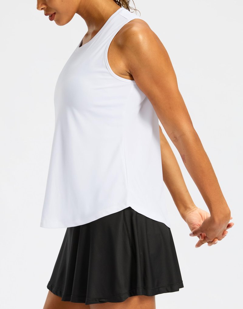 G Gradual Workout Tank Top for Women Sleeveless Athletic Yoga Tops High Neck Quick Dry Running Tennis Sports Shirts for Women(White,M)