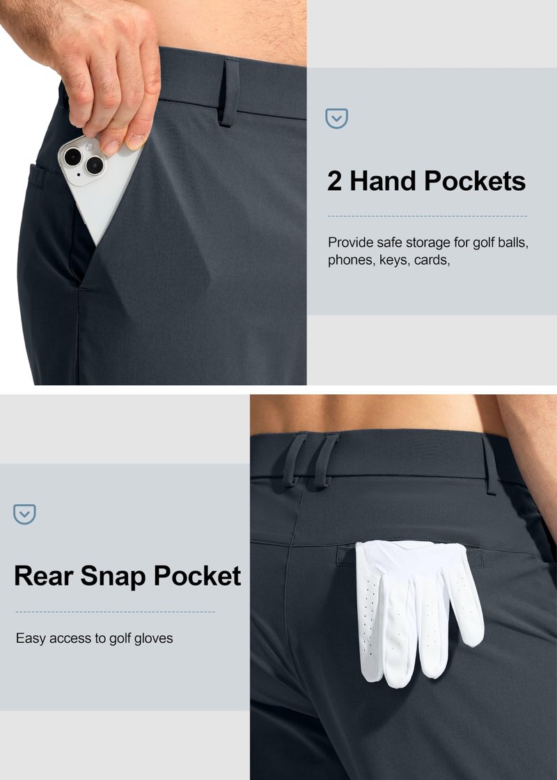 Pudolla Men's Golf Pants Mens Dress Pants Stretch Work Pants 30 Lightweight Quick Dry Slacks Casual Trousers with Pockets(Iron Grey 38Wx30L)