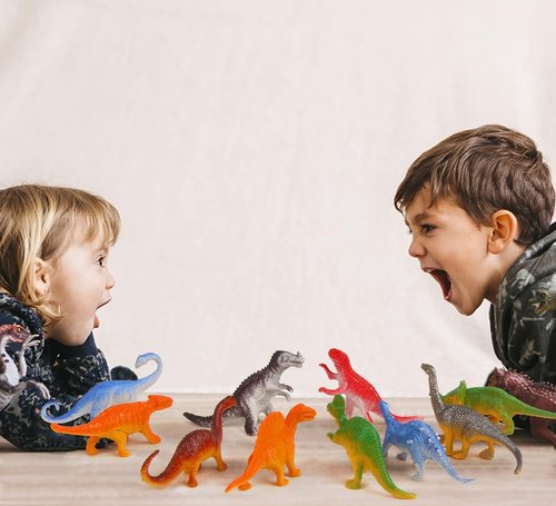 FINGOOO Mini Dinosaur Figures Set - 39 Assorted Vinyl Toys for Dino Party Cake Toppers & Easter Gifts
