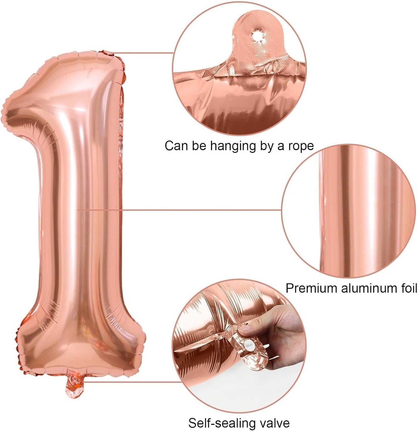 Regine Switzerland 1st Birthday Decoration - Rose Gold Balloon Set with Butterfly Stickers & Foil Balloons