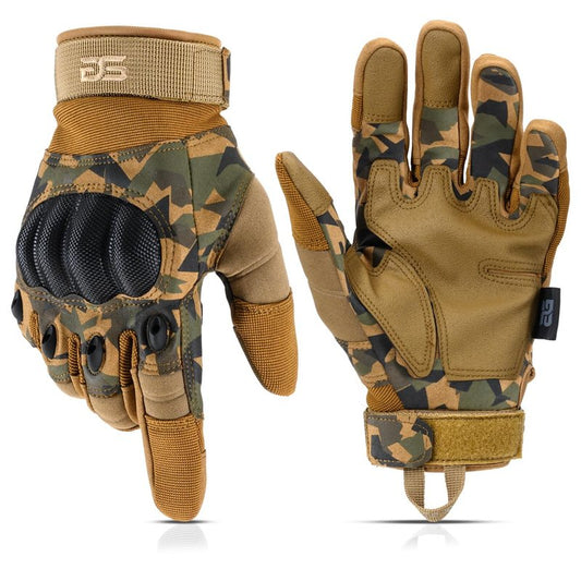 Glove Station Gloves for Men – Touchscreen Utility Gear with Hard Knuckle Protection Used in Motorcycle, Airsoft, & Outdoor Work Camouflage - Hard Knuckle Large