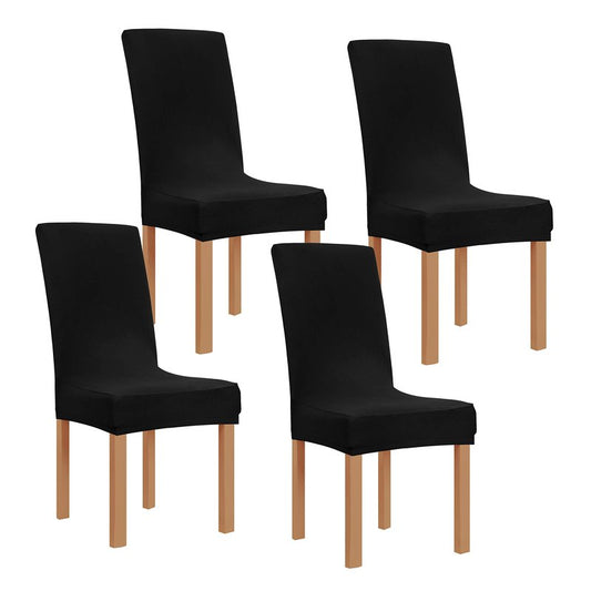 Obstal Black Stretch Spandex Dining Room Chair Covers ?Set of 4 Universal Removable Washable Chair Seat Slipcovers Protector for Kitchen, Ceremony, Wedding, Banquet, Hotel and Party