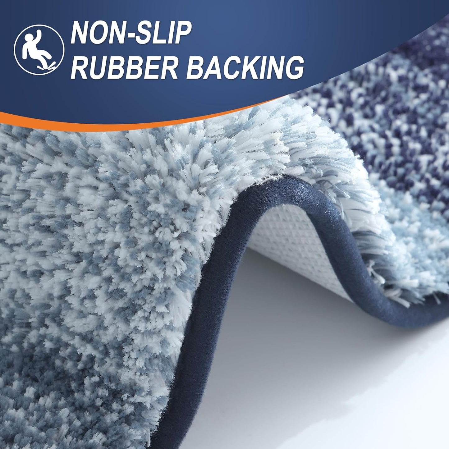 OLANLY Large Bath Rugs - Extra Soft Microfiber, Quick Dry & Washable | 50x30, Airy Blue