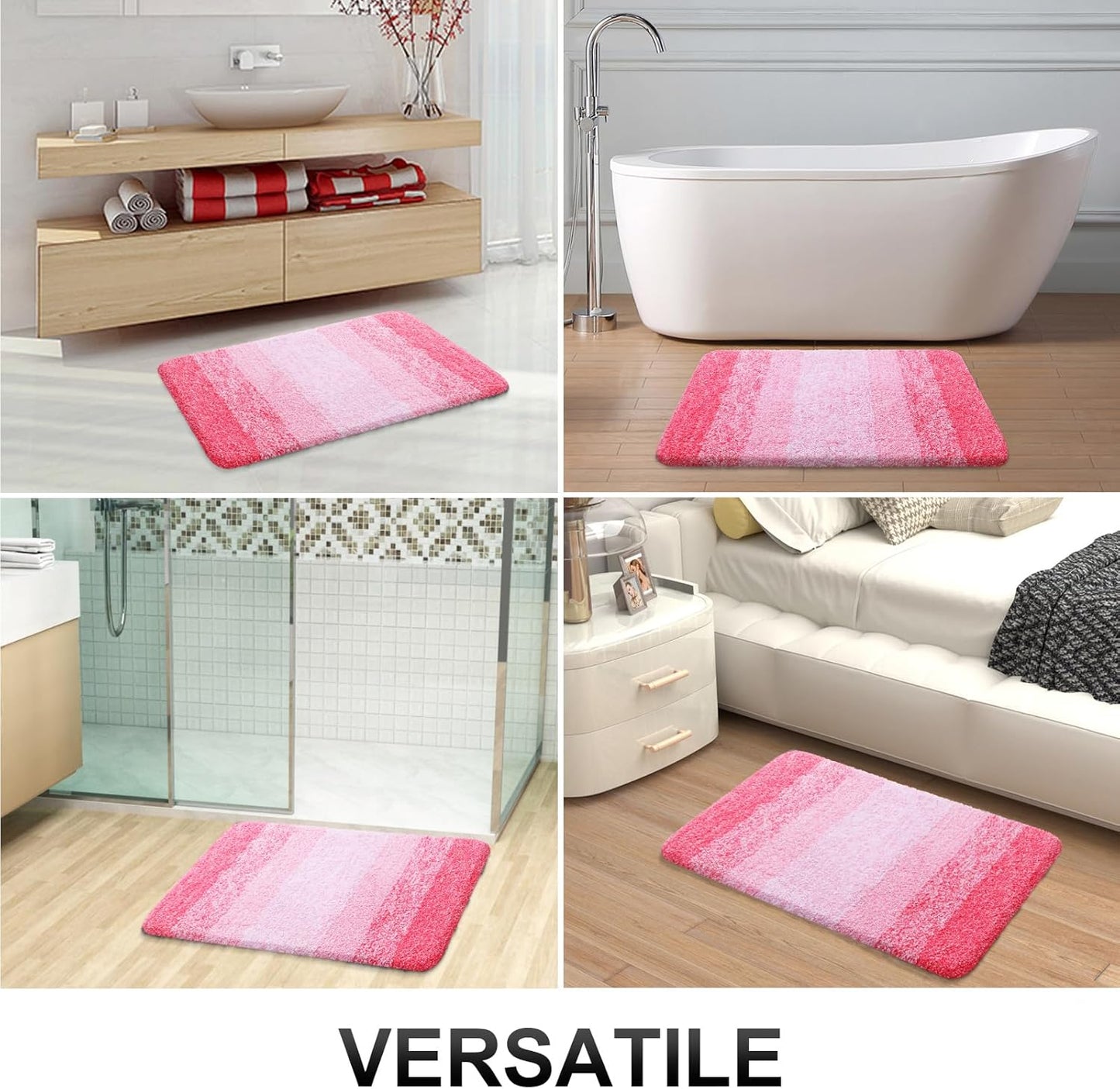 OLANLY Bathroom Runner Rug - Extra Soft Microfiber Mat, Quick Dry & Washable, 59x24 Inches | Pink