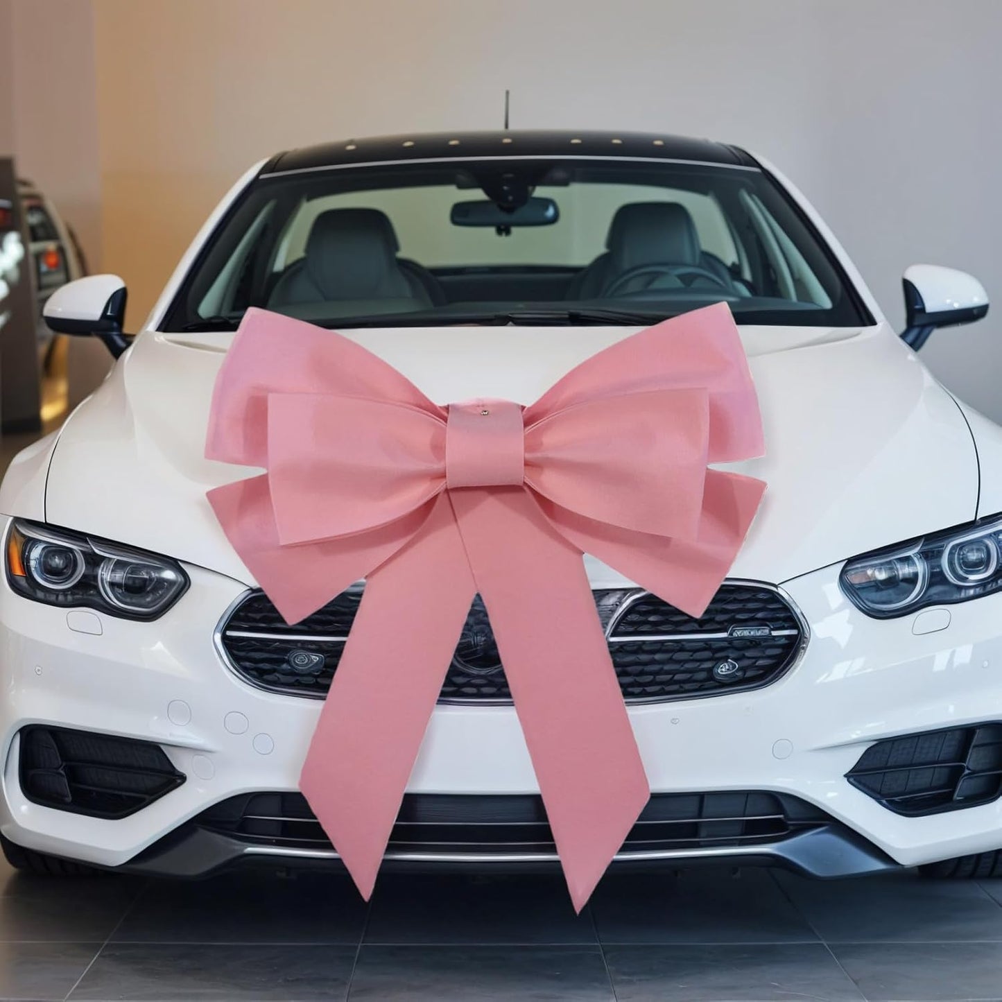 Skiennix Jumbo Car Bow - Extra Large Pink Ribbon for Gifts | Perfect for Birthdays, Sweet 16 & Holidays