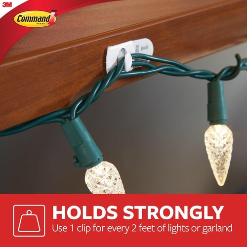 Command Decorating Clips - Damage-Free Hanging Light Clips with Adhesive Strips | 40 Clips & 48 Strips