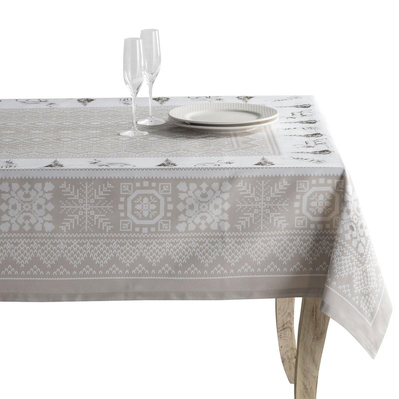 Maison d' Hermine Table Cloth Rectangle Table 100% Cotton 60 x 90 Inches Fall Tablecloth Reusable Everyday Use for Thanksgiving Christmas Decorations Dining Farmhouse Party (Cozy Christmas)