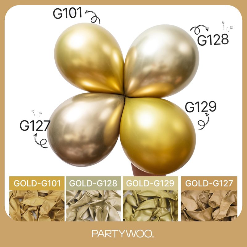 PartyWoo Metallic Gold Balloons 50pcs 12 Inch Chrome Gold Latex Helium Balloons for Wedding Christmas Birthday Graduation Baby Shower Retirement Bachelorette Tea Party Decorations Gold-G127