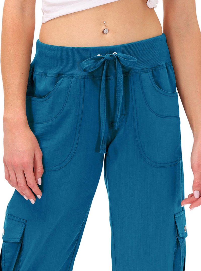 MoFiz Capri Pants for Women Cargo Hiking Pants Lightweight Women's Capris Summer Casual Travel Blue 2XL