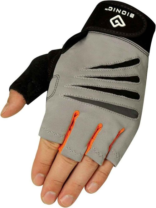 Men's Bionic Cross-Training Fingerless Gloves with Natural Fit Technology - Gray/Orange