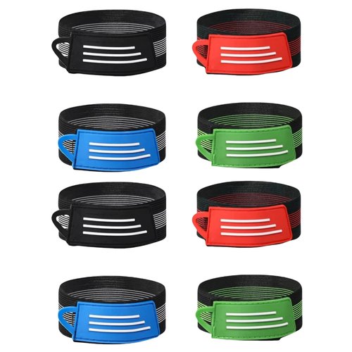 JMFahrrad Bicycle Trouser Strap Adjustable Pants Leg Band for Road Mountain MTB Bikes, 30-52cm Stretch Length, 4 Pair of Black/Red/Blue/Green