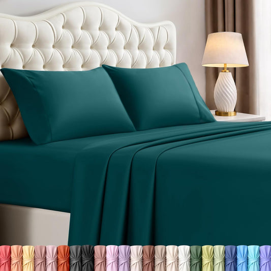 Utopia Bedding Queen Size Sheet Set - Soft, Breathable Microfiber | 4-Piece in Teal Green, Oeko-Tex Certified