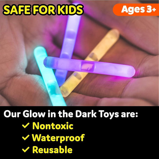 PartySticks Mini Glow Sticks 100 Pack Glow-in-the-Dark Small, for Easter Eggs, 5 Colors, Neon Light Sticks Bulk Party Favors, Easter Basket Stuffer Party Pack, Weddings Classroom Decorations Prizes