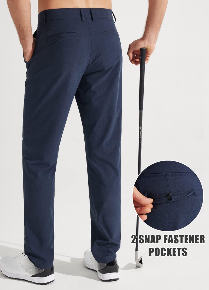 Libin Mens Golf Pants Stretch Work Dress Pants 30" Quick Dry Lightweight Business Casual Pant for Men Comfy Water Resistant, Navy Blue, 28W x 30L