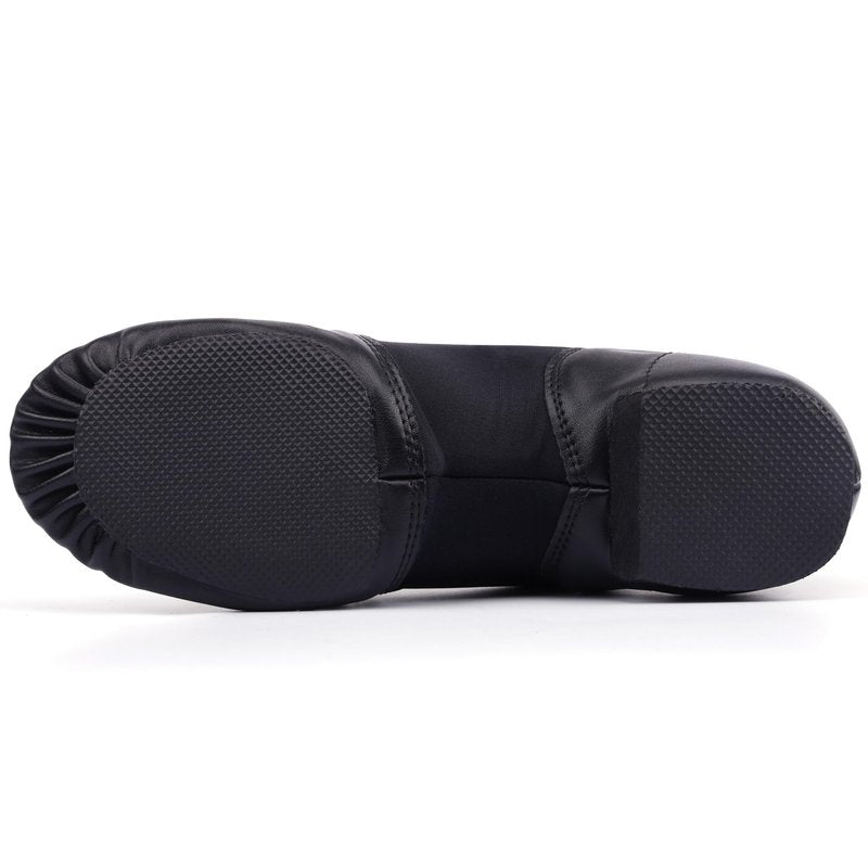 Linodes Unisex 006 PU Leather Upper Slip-on Jazz Shoe for Women and Men's Dance Shoes-Black 8M
