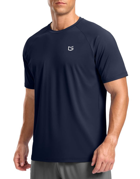 G Gradual Men's Athletic Workout T-Shirts Moisture Wicking Cooling Running Shirts Short Sleeve Performance Tee for Gym Tennis(Navy,3XL)