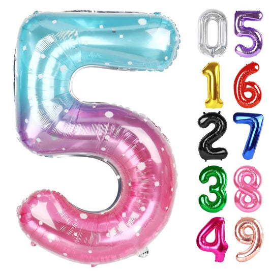 Starry Sky Number 5 Balloon 40 Inch, 5th Birthday Party Decorations for Children, Giant 5 Foil Balloon for Party Supplies