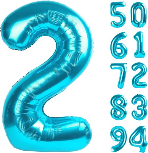 Blue Number 2 Balloon by [Brand Name] - 40 Inch Birthday Decoration for Second Birthday Party