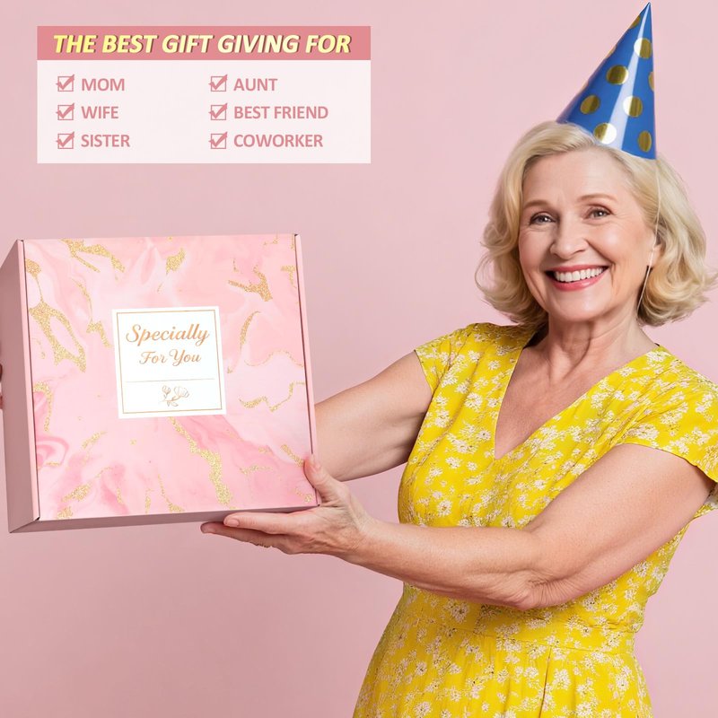 50th Birthday Gifts for Women - 50th Birthday Gifts for Her Happy Birthday Gifts for 50 Year Old Woman with Blankets Wine Glass 1975 Rose SPA Gifts Care Package for Women, Mom, Sister, Friend, Wife
