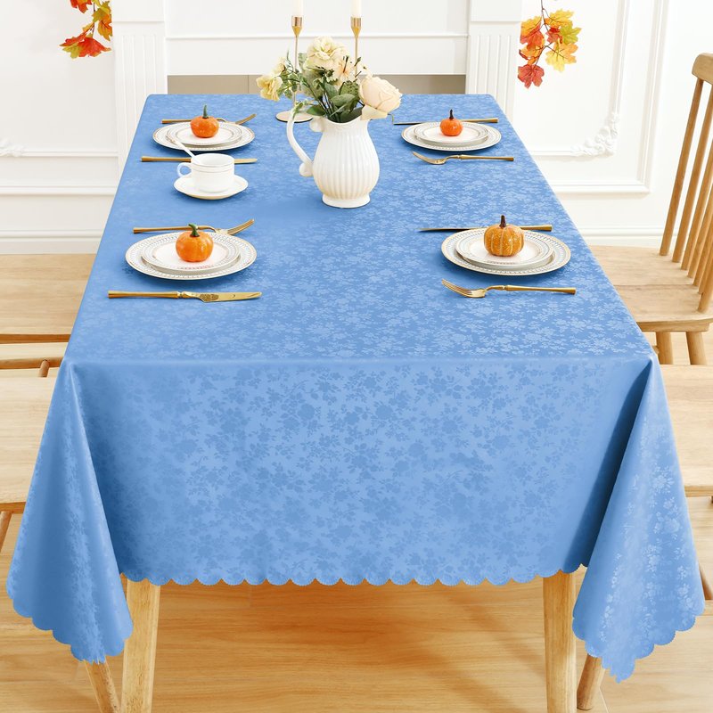 Smiry Rectangle Table Cloth, Waterproof Heavy Duty Vinyl Tablecloths, Wipeable Washable Table Cover for Kitchen, Dining Room (Baby Blue, 60" X 120")