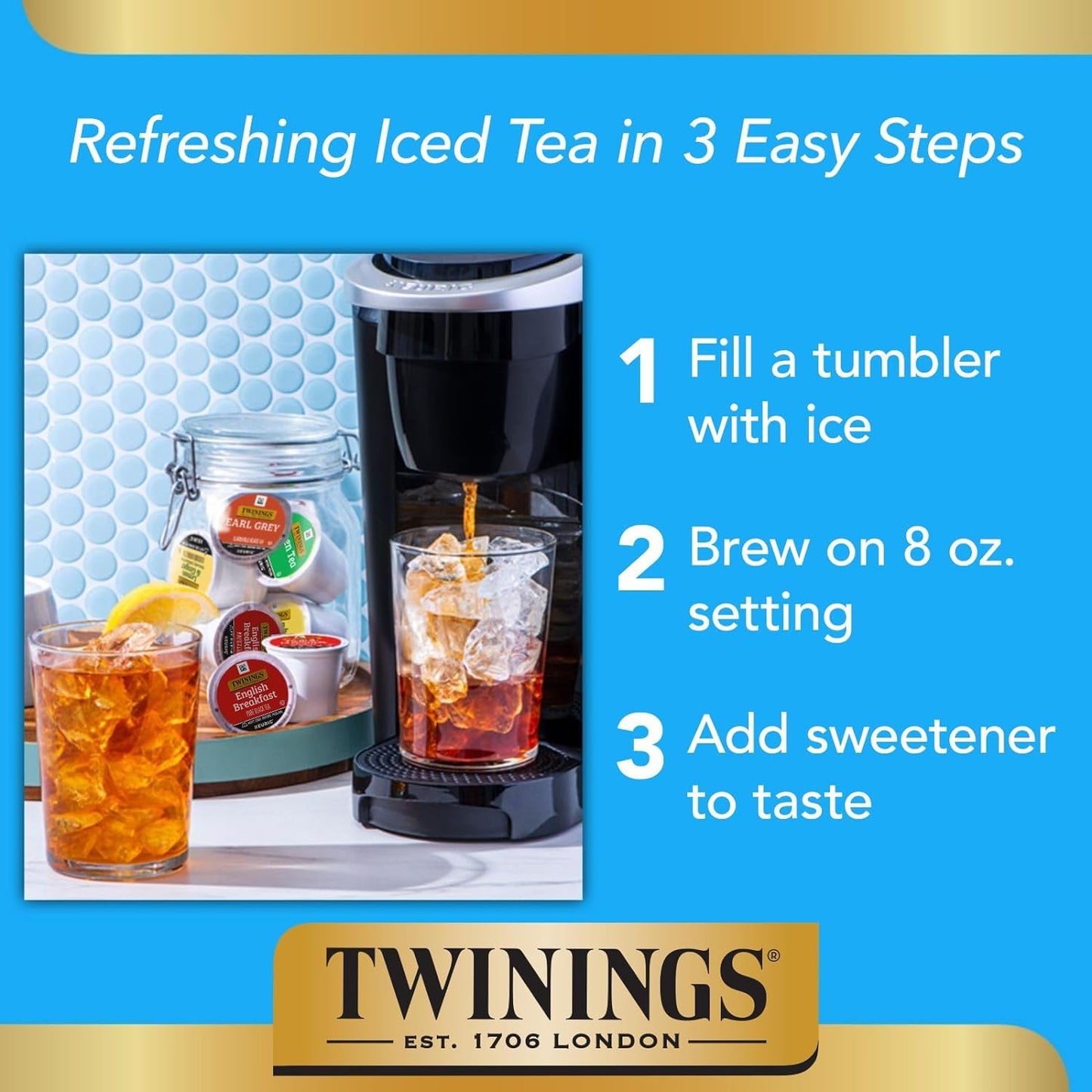 Twinings Brew Over Ice Black Iced Tea K-Cup Pods - Unsweetened, Refreshing & Smooth, 24 Count