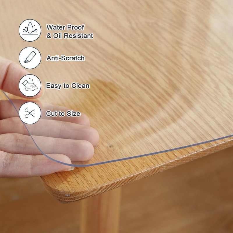 LovePads Clear Table Cover Protector, 54 x 96 Inch 2mm Thick Plastic Table Cover, Table Protector for Dining Room Table, Waterproof Dresser Cover Top for Kitchen, Coffee, Writing Desk