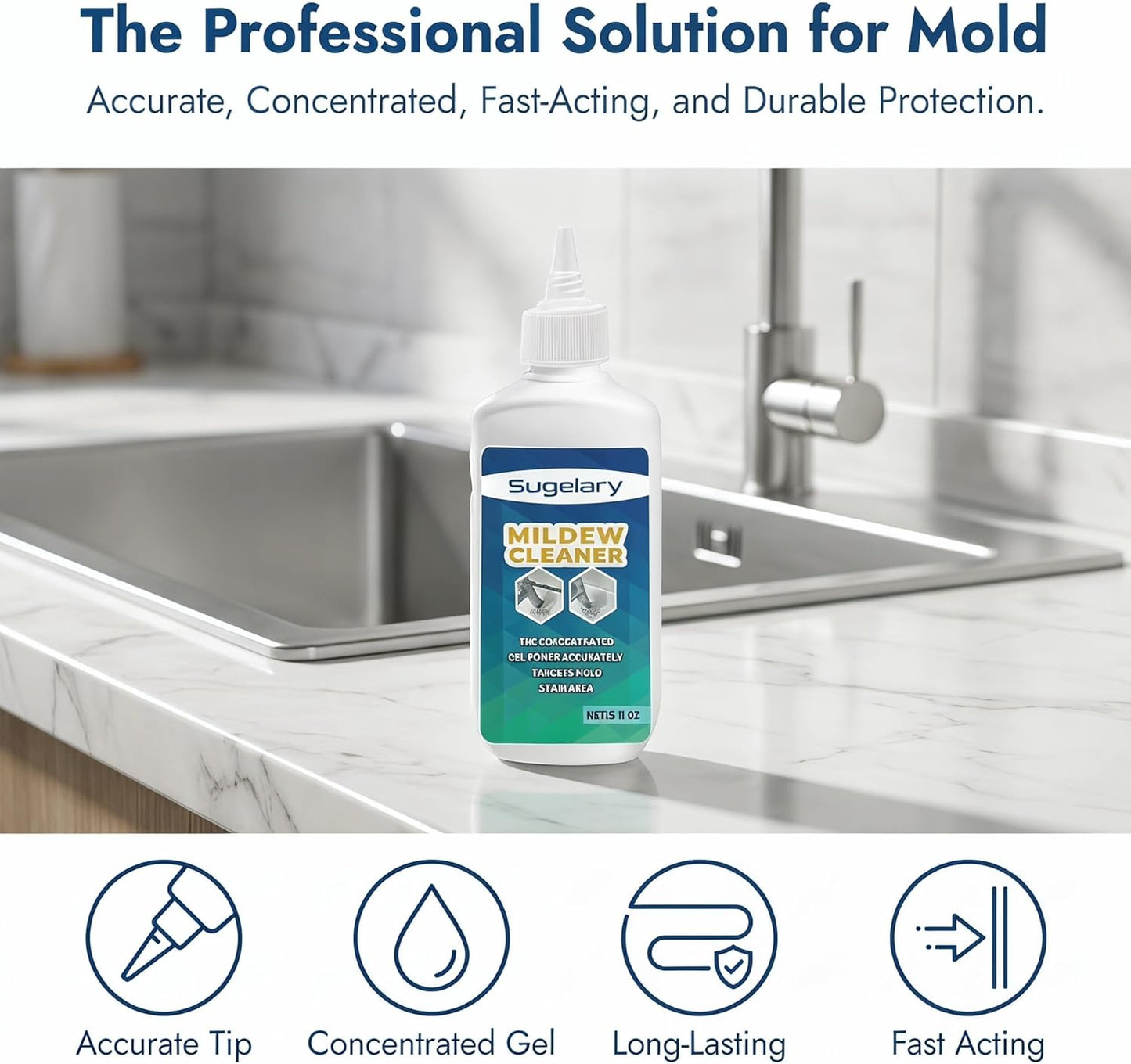 Sugelary Mold Stain Cleaner Gel - 5 Fl Oz for Effective Home Cleaning | Ideal for Washing Machines, Fridges, Tiles, and Grout