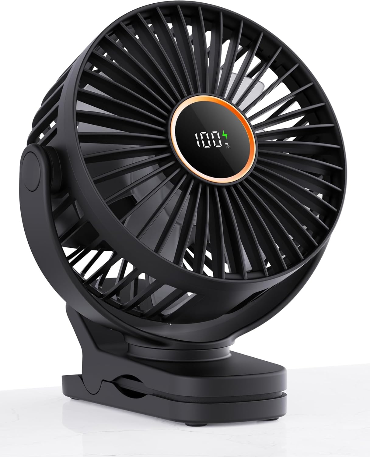 TUNISE Mini Clip-On Fan - Battery Operated, 3-Speed Adjustable, 360° Rotation - Portable Black Fan for Home & Office