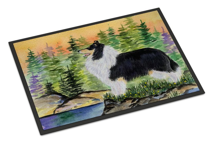 Caroline's Treasures SS8203JMAT Collie Doormat 24x36 Front Door Mat Indoor Outdoor Rugs for Entryway, Non Slip Washable Low Pile, 24H X 36W