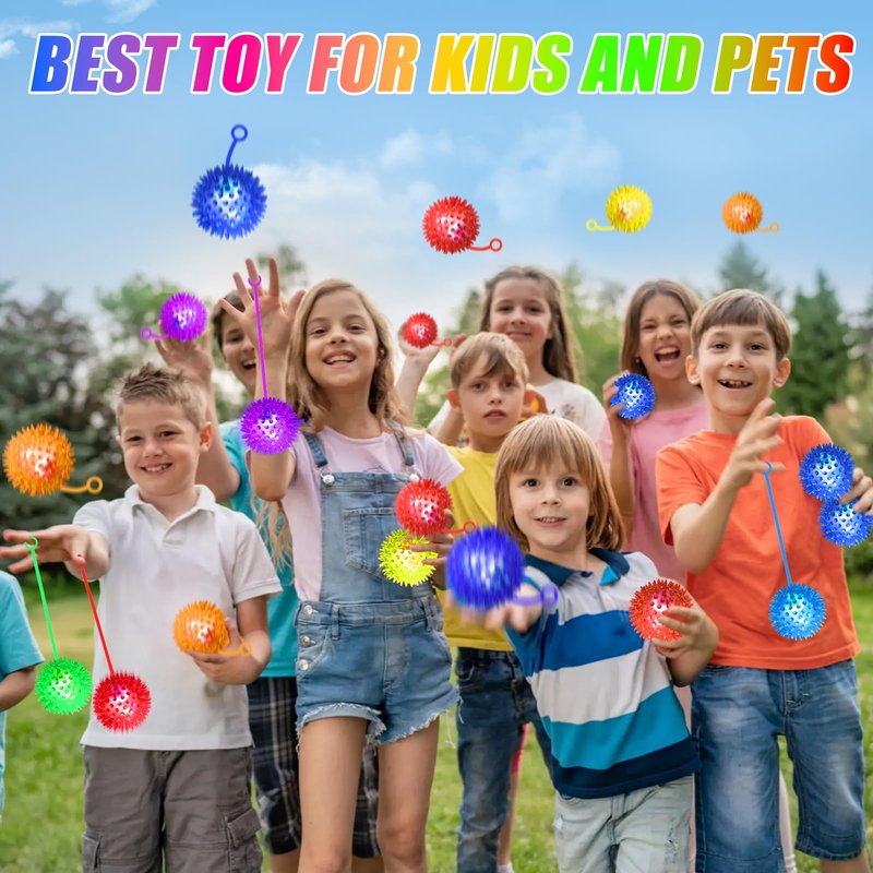 SHQDD 12 PCS Light up Ball, Bouncy Balls for Kids, Balls for Toddlers 1-3, 2.2inch Sensory Stress Ball, Flashing Squeaky for 4th of July Party Favors, Classroom Prizes, Prizes for Kids, Student Gifts