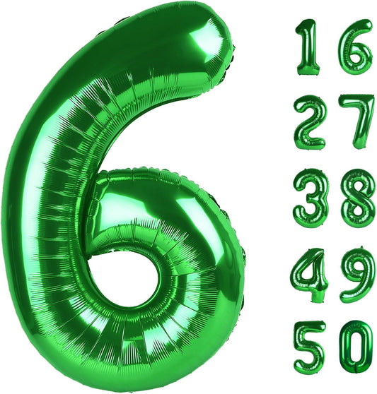 Skiennix Jumbo Green Number 6 Balloon - Mylar Foil Helium Balloon for Birthday & Anniversary Decor