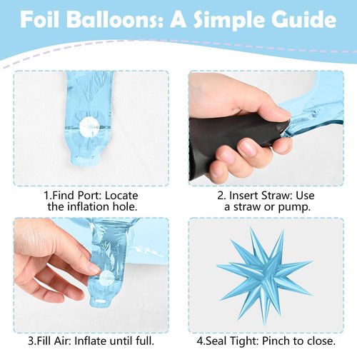 Frozen Balloons, Blue Silver Purple Clear Balloons with Snowflake Balloon for Winter Frozen Birthday Snow Party Baby Shower Wedding Backdrop Decorations