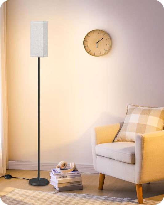 Skiennix Modern Floor Lamp - Minimalist Standing Lamp with Foot Switch | Black & Beige, ETL Listed