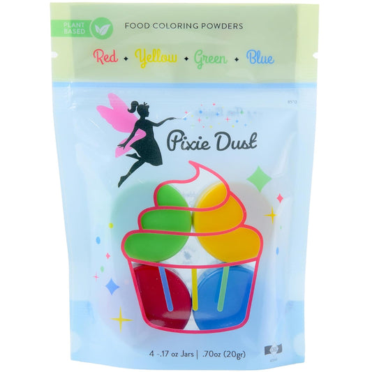 PIXIE DUST All-Natural Food Coloring Powder Set - Dye-Free, Plant-Based | 4 Colors for Baking & Drinks | 0.68 oz Total
