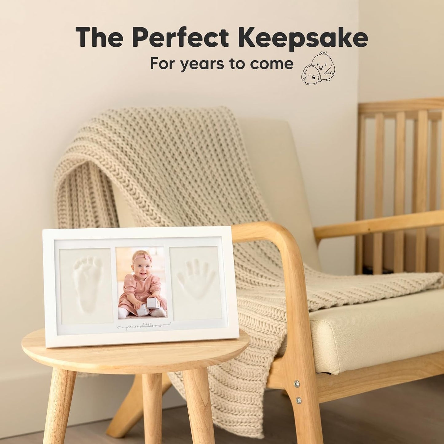 KeaBabies Baby Handprint Kit - Personalized Keepsake Frame for Newborns | Perfect Gift for New Moms (Alpine White)