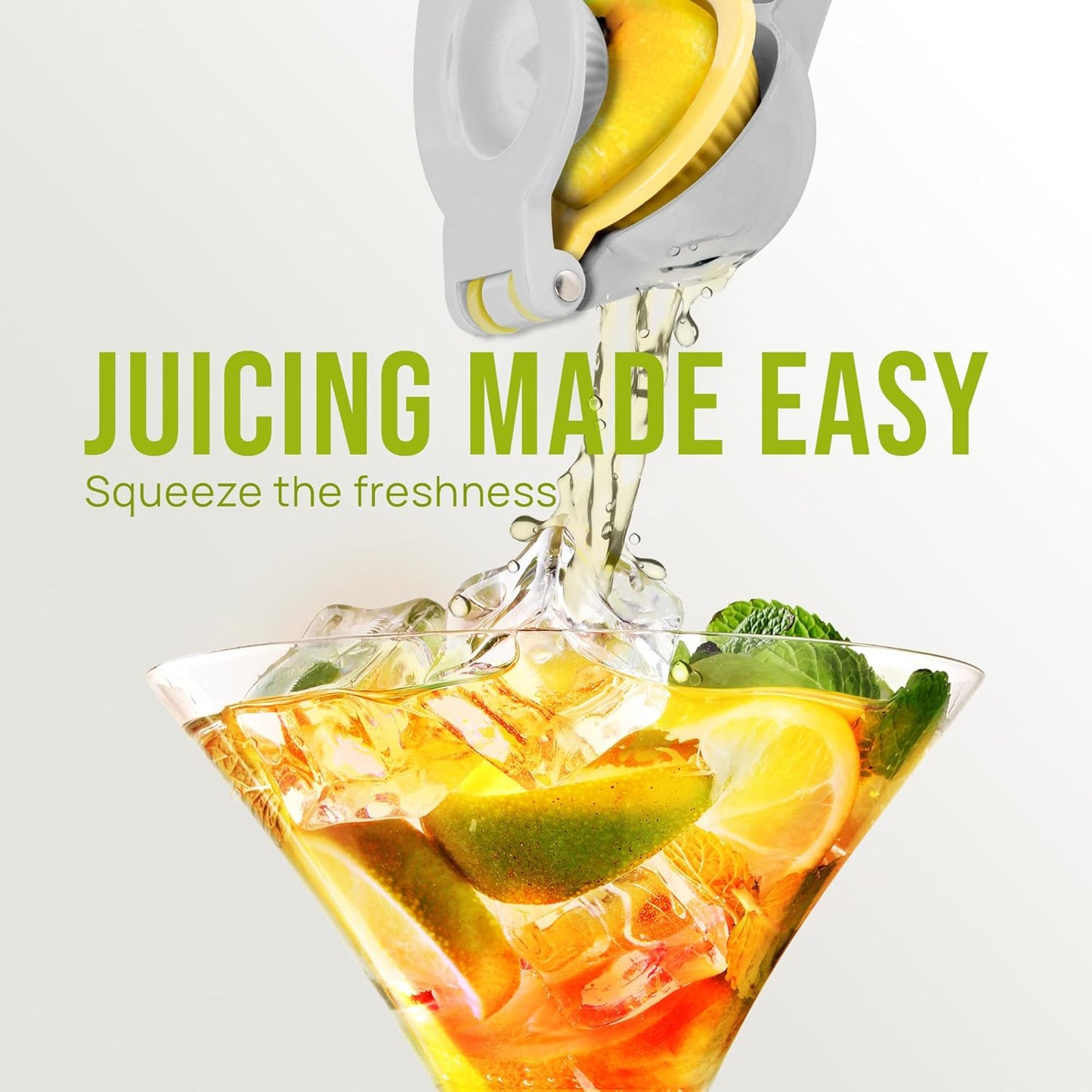 Zulay Kitchen 2-in-1 Lemon Squeezer - Sturdy Hand Juicer for Maximum Juice Extraction - Gray/Yellow