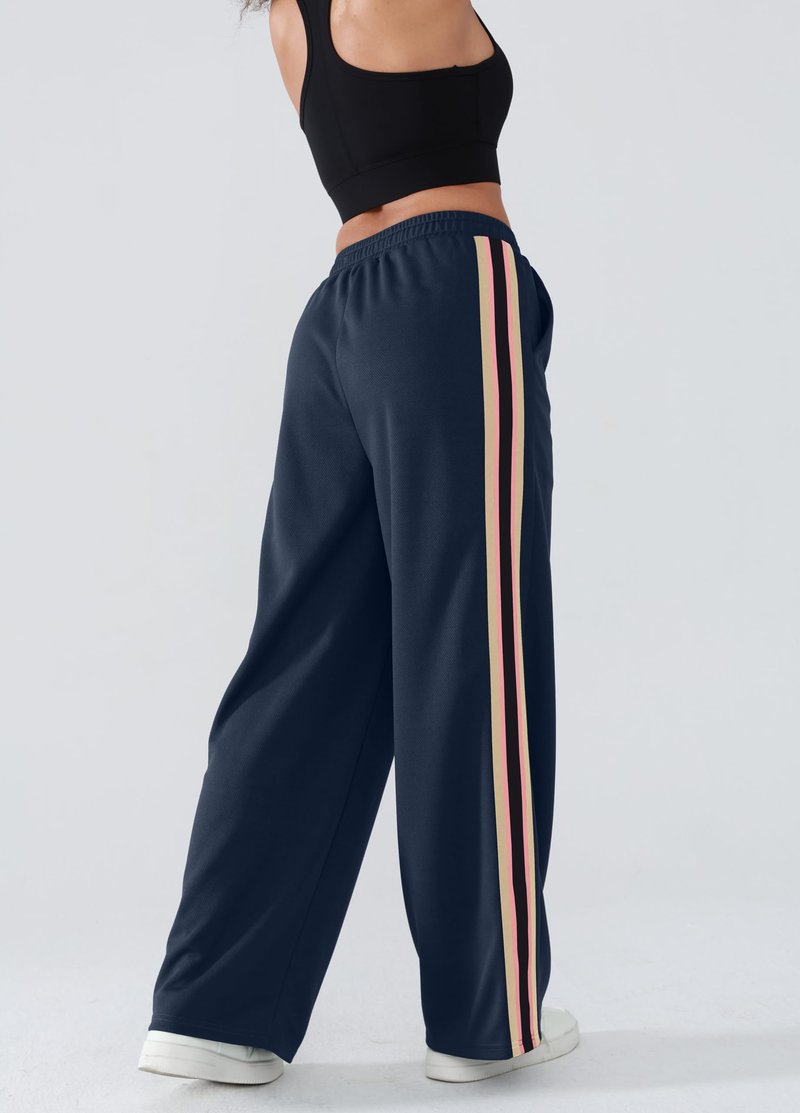 YIPINK Women's Wide-Leg Track Pants with Pockets - High Waist Athletic Pants Navy