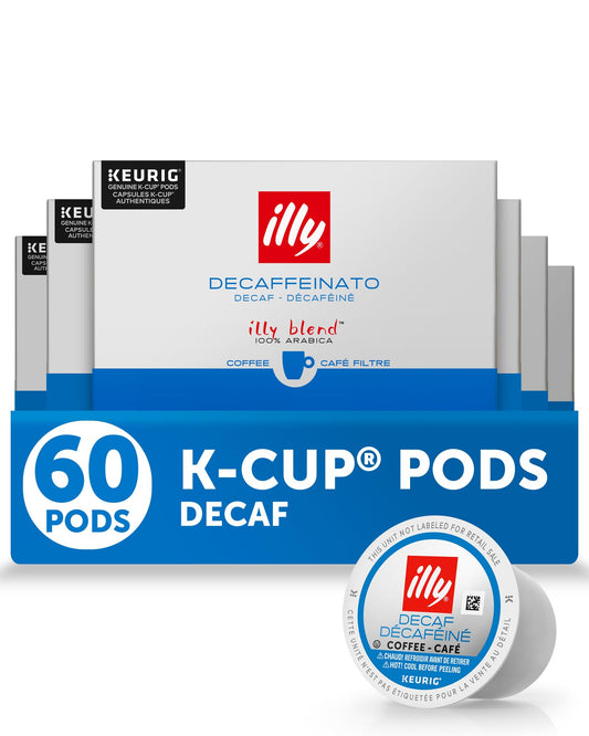 illy Decaf Coffee K Cup, Pods for Keurig Machines, Classico Decaffeinated Medium Roast, 100% Arabica, Premium Italian Coffee, 10 Count, 6 Pack