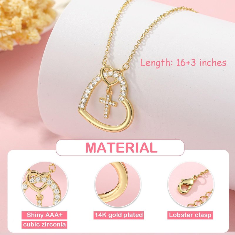 ESPVO 7 Year Old Girl Birthday Gift Happy 7th Seven Yr Cross Heart Necklace Jewelry Presents Stuff Decorations for Girls