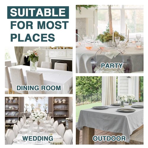 FantasDecor Linen Textured Table Cloths Rectangle Tablecloth Waterproof Spill-Proof Wrinkle Free Rectangular Cover for Dining Room and Outdoor Use, Heather Sage, 60 x 102 Inch