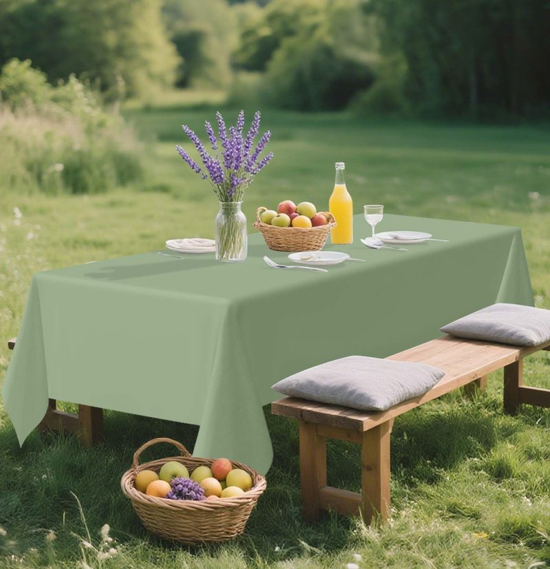 SietDESEO 2 Pack Sage Green Plastic Tablecloth Rectangle 54 x 108 Disposable Light Green Table Cloth Plastic Waterproof Sage Table Cover for Birthday Wedding Baby Shower Party Decorations