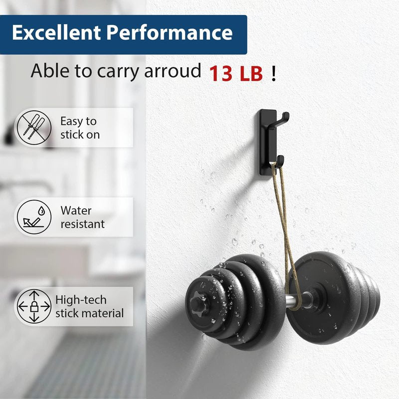 pickpiff Wall Hooks for Coat and Towel: 13LB Strong Adhesive Door Hanger Stick on, Silver 6 Pack