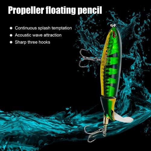Bnque 10Pcs Fishing Lures for Bass, Whopper Lures Kit, Top Fishing Water Lures with Hooks, Popper Floating Lure for Bass Catfish Pike