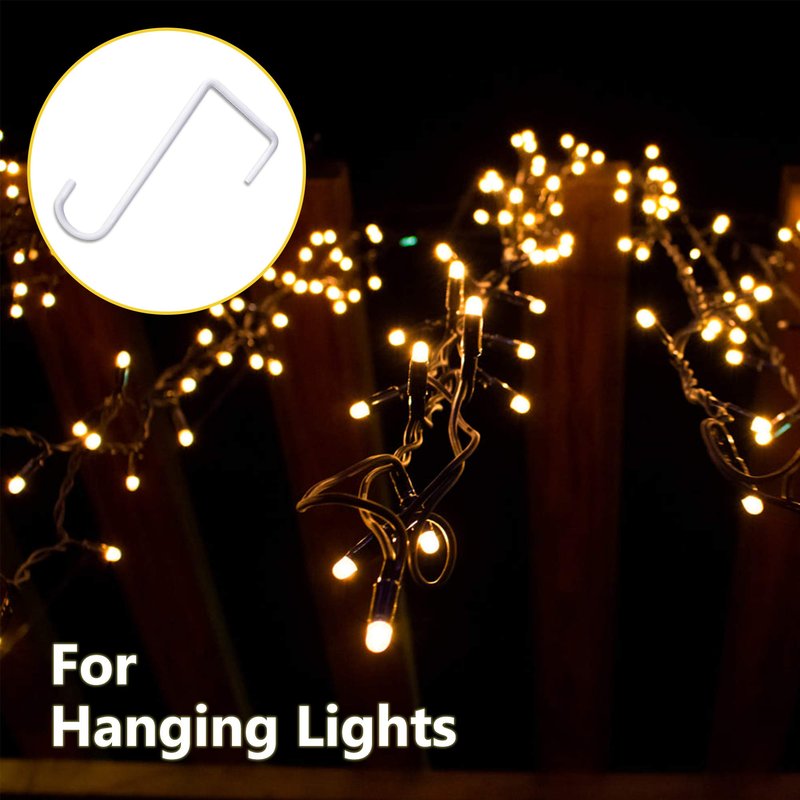 JOYSEUS 12pcs Vinyl Fence Hooks, 2 x 6 Inches Patio Hooks, White Powder Coated Steel Fence Hooks Hangers for Hanging Plants, Lights, Pool Equipment…